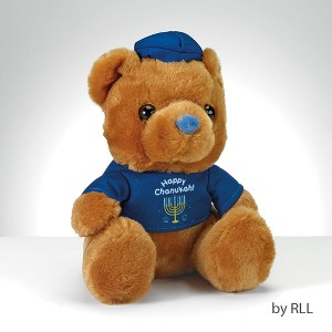 Rite Lite 6"  "Happy Chanukah" Teddy Bear with T-Shirt - Brown/Blue - 1 of 2