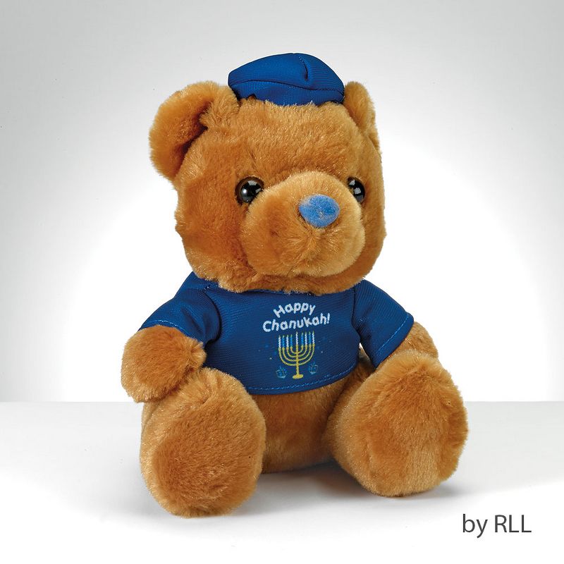 Rite Lite 6" Hanukkah "Happy Chanukah" Teddy Bear with T-Shirt - Brown/Blue, 1 of 3