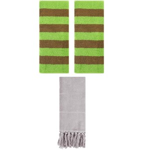 REGALWOVEN 3 Packs Striped and Solid Tassels Absorbent Soft Cotton Hand Towel for Bathroom - 1 of 4