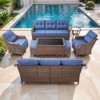 POCASSY 6 Inch Thick Cushion Patio Furniture Set with Swivel Glider Chairs, 8 Piece Patio Set with Brown Wicker Round Rattan and Olefin Cushion Cover - 4 of 4