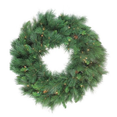 Northlight 48" Prelit White Valley Pine Artificial Christmas Wreath - Clear Lights