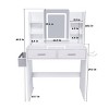 Syemin Vanity Tables Mirror Vanity Dressing Table with Lights for Women with Hair Dryer Stand, Makeup Desk Furniture, White, 27.56"*15.75"*49.21" - 3 of 4
