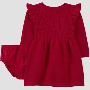 Carter's Just One You® Baby Girls' 2pc Holiday Sweater Dress - Red - 1 of 4