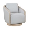 Fabric Upholstered Swivel Accent Chair with Wood Trim Arm and Modern Living Room Design - 3 of 4