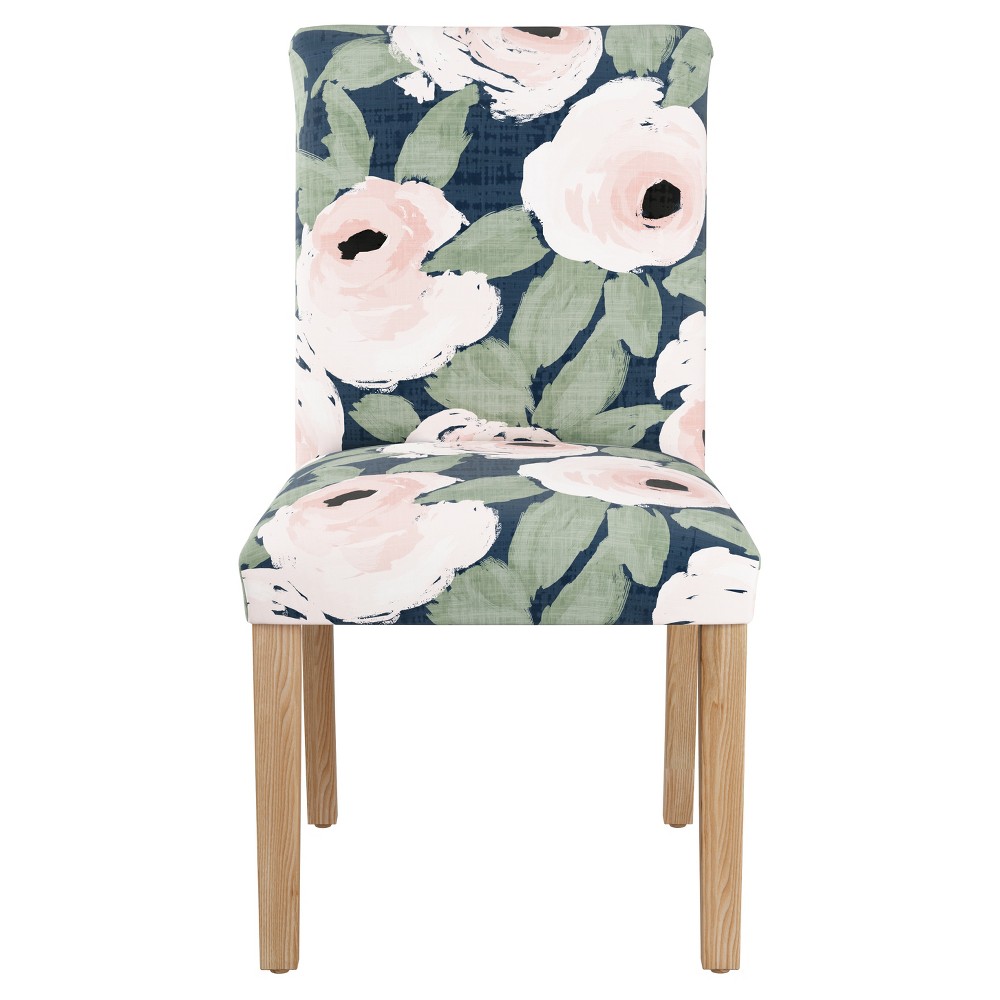 Skyline Furniture Parsons Dining Chair Bloomsbury Rose Blush Navy: Upholstered, Rubberwood Legs, Floral Pattern -  52759847