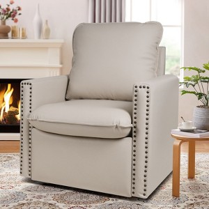 Hyleory 29.13'' Wide Faux Leather 360 Degree Swivel Armchair - 1 of 4
