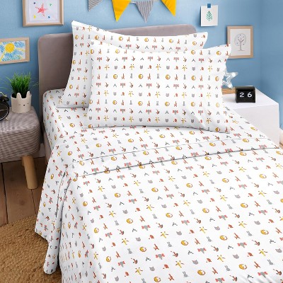Kids 4 Piece Bed Sheet Set - Cute & Cozy Wrinkle-Resistant with Vibrant Designs - CGK Linens.