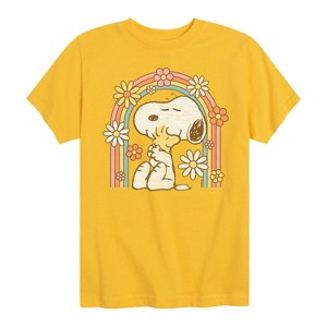 Boys' - Peanuts - Retro Flower Rainbow Short Sleeve Graphic T-Shirt - 1 of 4