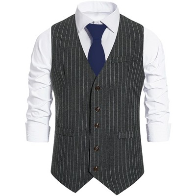 Lars Amadeus Men's Stripe Classic Slim Fit Business Formal Dress Suit ...