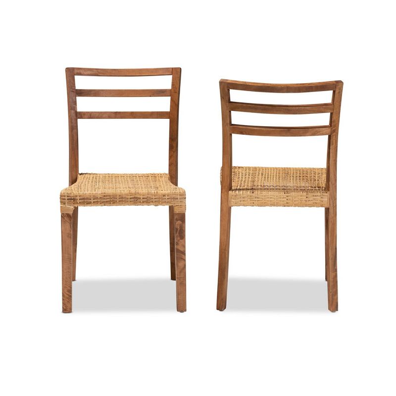 2pc ArthurWood and Rattan Dining Chair Set Natural/Walnut - bali & pari: Solid Mango Frame, No Assembly Required, 4 of 11