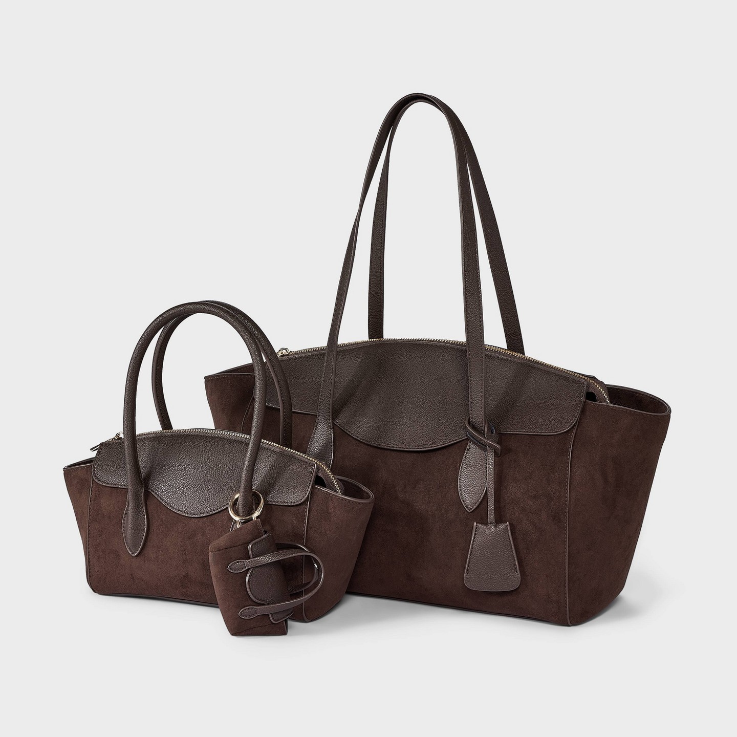 Сумка A New Day Faux Suede Large Winged Satchel, цвет: Коричневый — фото 6