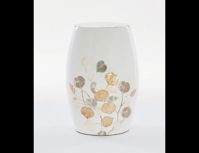 Ombre Blue and Off-White Capiz Shell Round Drum Table