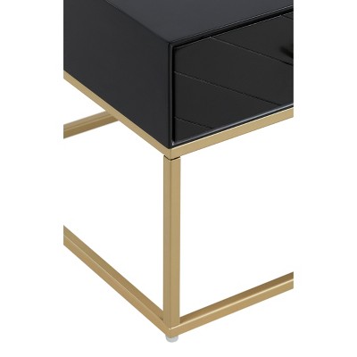 Modern Rectangular Black and Gold Coffee Table with Storage