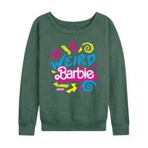 Women's - Barbie - Weird Barbie Lightweight French Terry Wide Neck Long Sleeve Shirt - 1 of 4