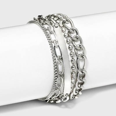 Shiny Box Ball Link Chain Bracelet Set 5pc - Wild Fable™ Metallic Silver