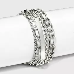 Shiny Box Ball Link Chain Bracelet Set 5pc - Wild Fable™ Metallic Silver