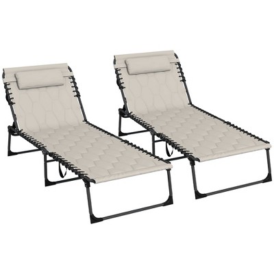 PAGED Folding Chaise Lounge Portable Lounge Chair Outdoor with 4-Position Reclining Back for Camping, Beach, Party, Picnics, Patio