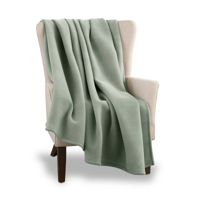 Luxurious Moss Green Fleece Full/Queen Blanket - Lightweight and Reversible