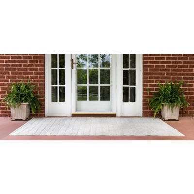 Light Gray Stripe Rectangular Outdoor Rug 8' x 10'