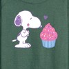 Women's - Peanuts - Snoopy Heart Cupcake Lightweight French Terry Wide Neck Long Sleeve Shirt - 2 of 4