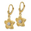 Black Bow Jewelry Two Tone Flower Blossom Lever Back Earrings in 14k Gold - 2 of 4
