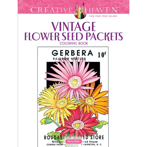 Creative Haven Vintage Flower Seed Packets Coloring Book - (adult