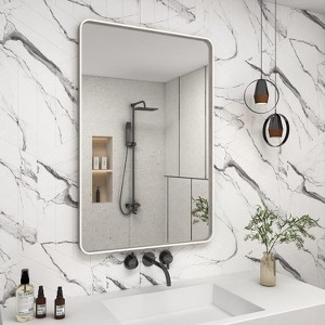 KIOTEE Rectangular Aluminum Alloy Framed and Tempered Glass Wall Bathroom Vanity Mirror in Matte Black - 1 of 4
