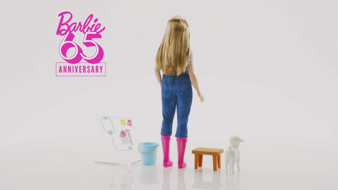 Barbie 65th Anniversary Careers Farm Vet Doll &#38; 10 Accessories Including Lamb with Moving Ears, 2 of 8, play video