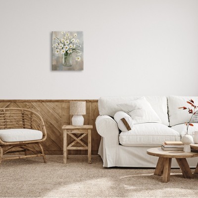 Daisy Bloom Bouquet Abstract Nature Canvas Wall Art, 16 x 20