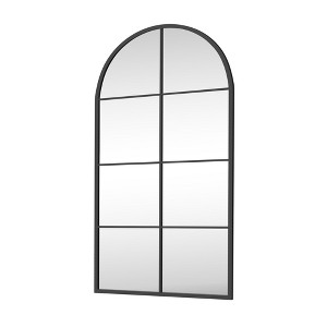 Lirago 55" x 28" Ironwork right angle Hanging Arched Bathroom Mirror with Black Rotatable Hardware for Adjustment - 1 of 4