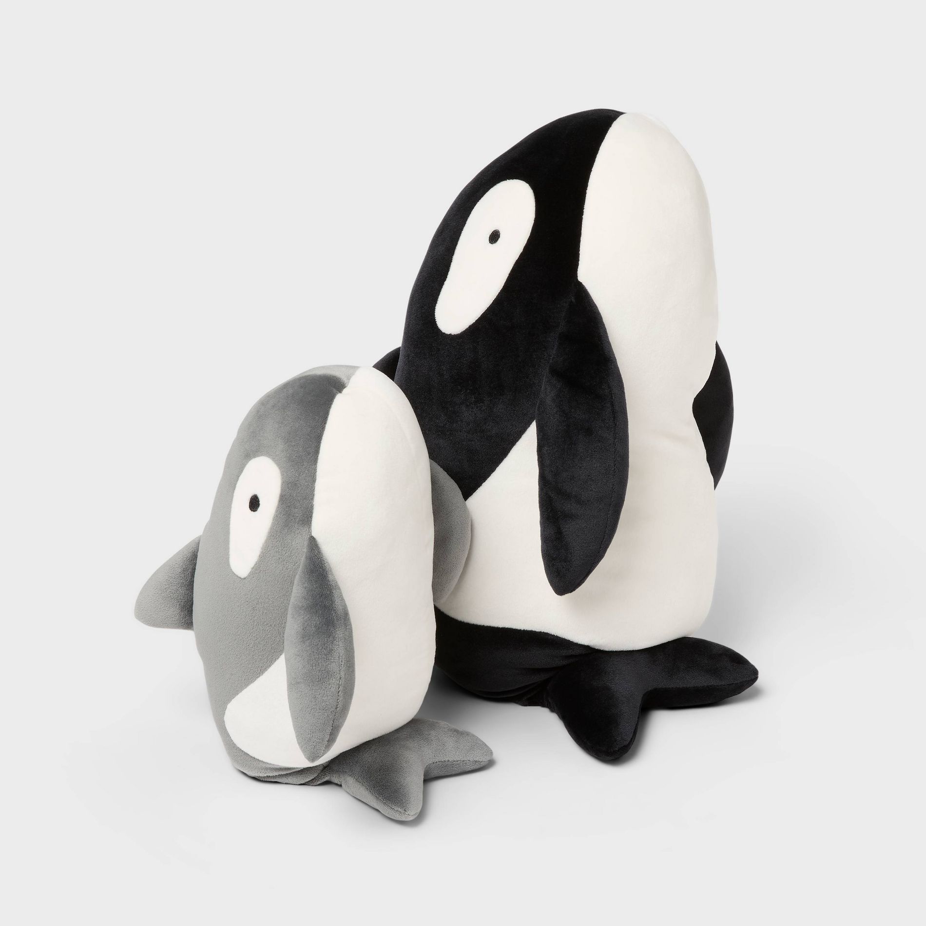 Orca Whale and Baby Weighted Plush Kids' Throw Pillow Black/White - Pillowfort™