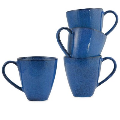VivaTerra Farmstead 10oz. Stoneware Tall Mugs, Set of 4 - Midnight