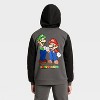 Boys' Super Mario and Luigi Front and Back Graphic Hooded Fleece Sweatshirt - Charcoal Gray - 3 of 4
