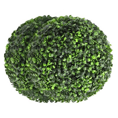 Whizmax 2 Pack 12” Faux Boxwood Topiary Balls with Led Lights for Outdoor Decor in Backyard, Balcony, Garden, Weddings, and Home Decoration