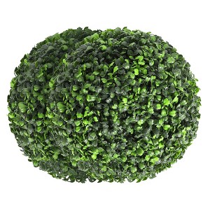 Whizmax 2 Pack 12” Faux Boxwood Topiary Balls with Led Lights for Outdoor Decor in Backyard, Balcony, Garden, Weddings, and Home Decoration - 1 of 4