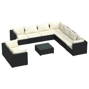 vidaXL Garden Lounge Set Black, Cream - 1 of 4