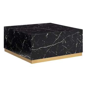 Devoe Faux Marble Square Coffee Table with Casters - Inspire Q