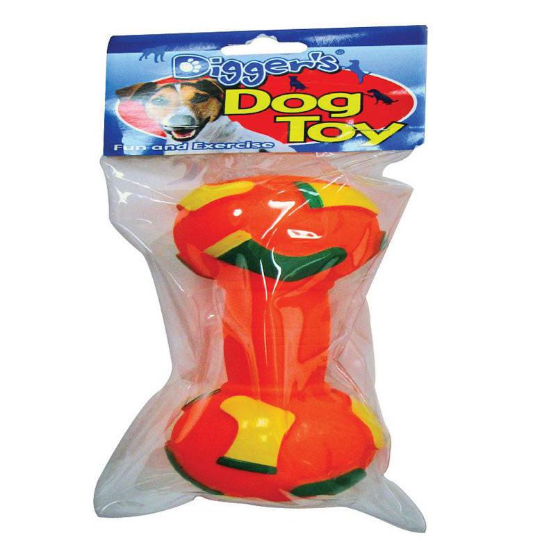 Boss Pet Digger's Multicolored Vinyl Dumbell Chew Dog Toy Large 1 pk, 1 of 3