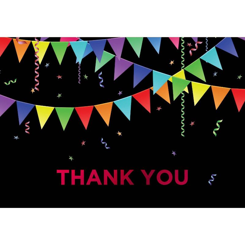 50ct Rainbow Pennant Red Foil Thank You Note Card &#38; Envelopes, 2 of 4