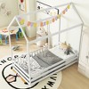 Tangkula Twin Size House Bed w/ Roof & Full-length Safety Guardrail Playhouse Bed Frame - 2 of 4