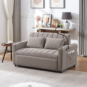 NicBex 55.9 Inch Sofa Bed,Modern Convertible Loveseat with 3 USB Ports & 2 Side Pockets & 2 Cup Holders,Small Couch for Living Room - 1 of 4
