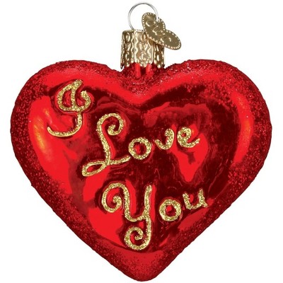 Old World Christmas Glass Blown Ornament for Christmas Tree, I Love You Heart