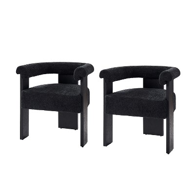 Gerry Boucle Dining Chair Set of 2 With Round Solid Back|ARTFUL LIVING DESIGN