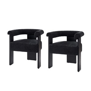 Gerry Boucle Dining Chair Set of 2 With Round Solid Back|ARTFUL LIVING DESIGN - 1 of 4