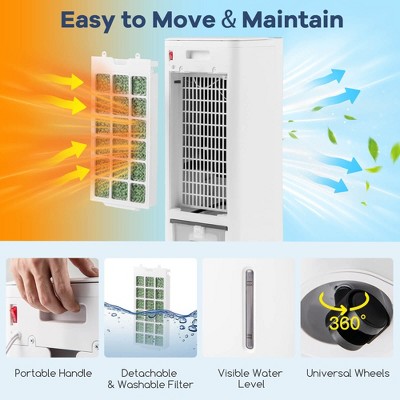 White Portable Evaporative Air Cooler with Remote Control