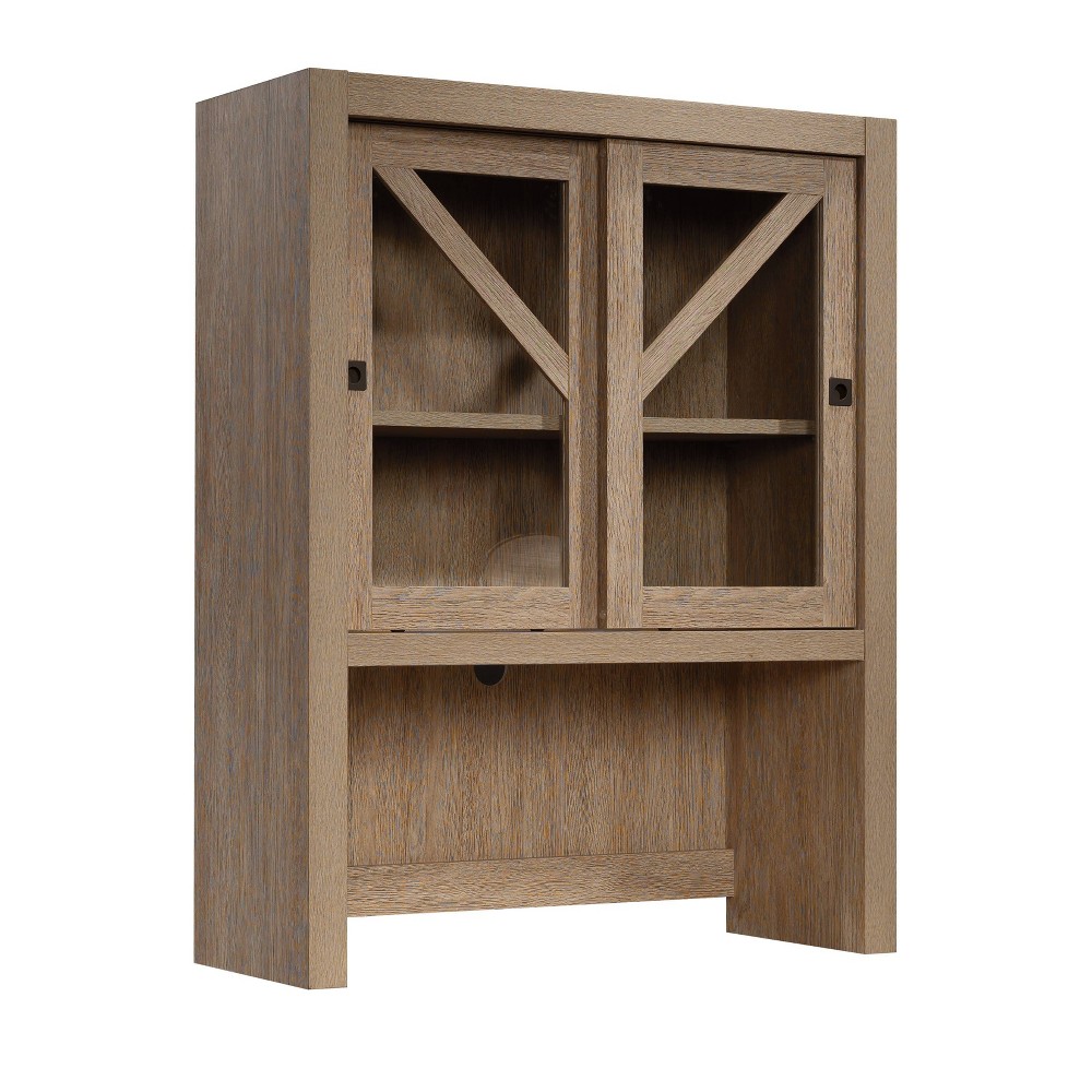 Photos - Other Furniture Sauder Dixon City Library Hutch Top Brushed Oak: Safety-Tempered Glass, Adjustable Shelf 