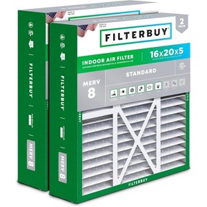 Filterbuy 16x20x5 Air Filter (2-Pack), Pleated MERV 8 Dust Defense HVAC AC Furnace Air Filters for Honeywell FC100A1003, Lennox X0592, & More - 1 of 4