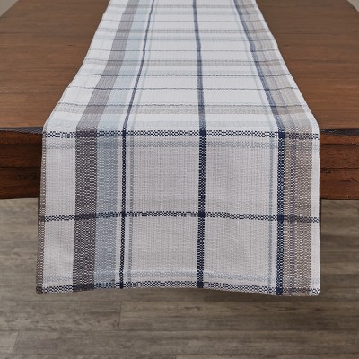 Split P Zuri Plaid Table Runner - 72"L - White