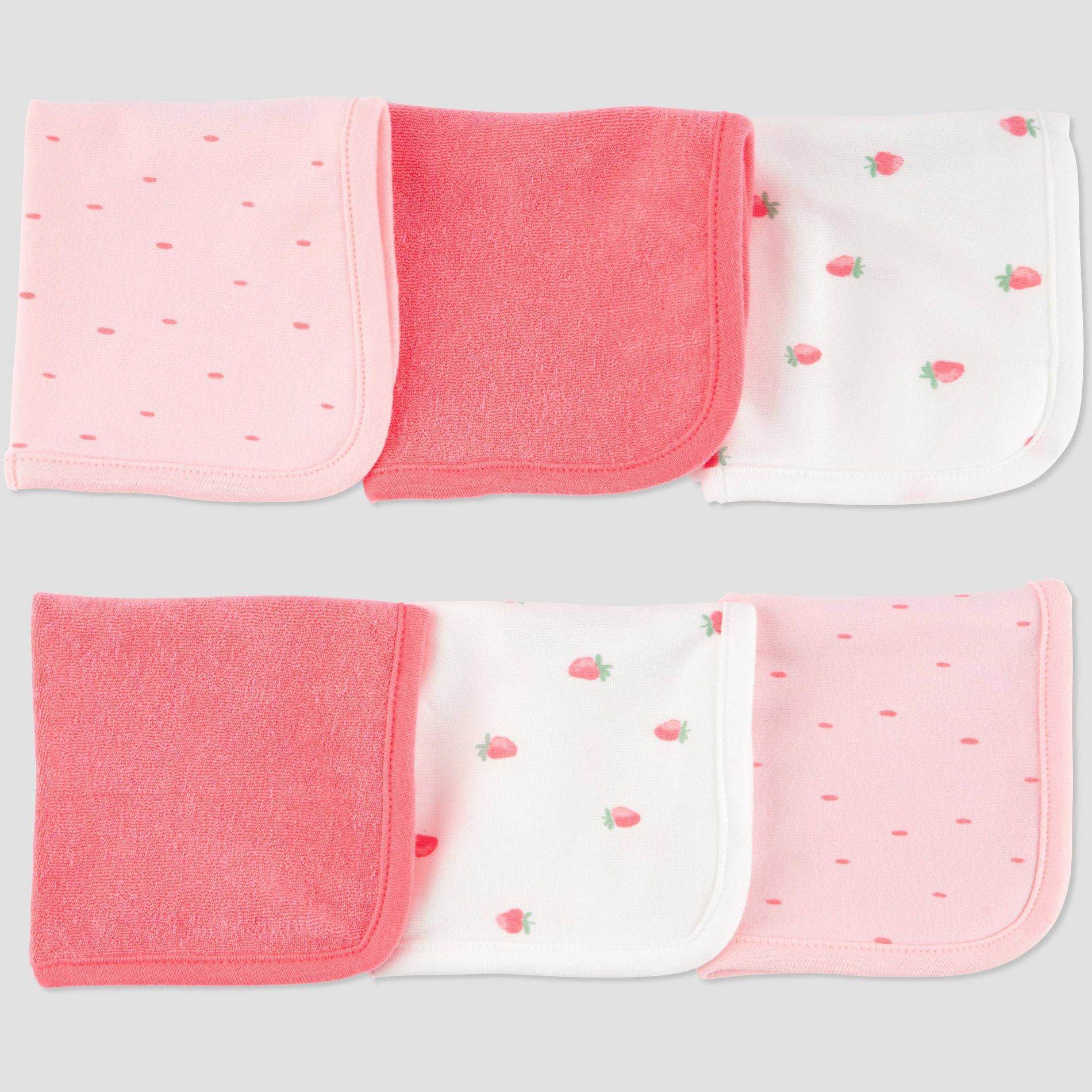 Carter's Just One You®️ Baby Strawberry Washcloth - Pink: Cotton Terry, 9x9, Food Pattern