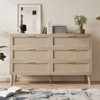 6 Drawer Dresser, 47 Inch Natural Rattan Chest of Drawer, Large Wooden Dresser with 5 Solid Wood Legs, Farmhouse Dresser for Bedroom, Living Room, - 4 of 4